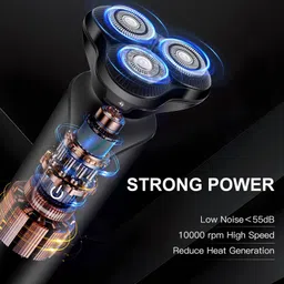 SOLIMPIA HT-921 Cordless Rechargeable Waterproof 3 Head Electric Shaver Wet & Dry Rotary Shavers for Men Super-Fast Charge 120 minutes Runtime with LED Indicator, Black image 4