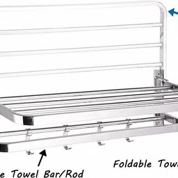 adonz New Look stainless Steel 304 Grade Dual Folding Towel rack 24 inch 3 Bar Towel Rod image 2