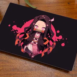 Advik Trendy Laptop Skin Sticker - nezuko -kamando cute - demon slay Premium Laminated Vinyl Laptop Skin Compatible for 15.6 inch image 3