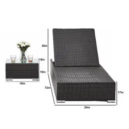 casacraft from pepperfry Felcita Wicker Poolside Lounger with Table in Dark Brown Colour (Set of 2) image 2