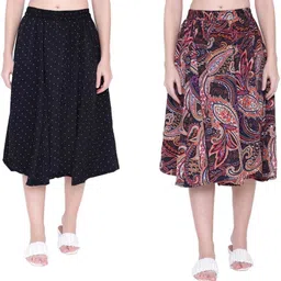 manat diva Women Printed A-line Multicolor Skirt-picture-21