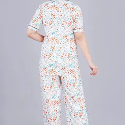 mintmarie Women Night Suit Set White Geometric Print image 2