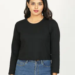 wafaa Casual Regular Sleeves Solid Women Black Top-picture-20
