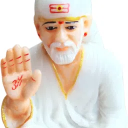 om sai toys Home and Office Decor Italian Marble Statue Dust Saibaba Ashirwad Murti -6 inch Decorative Showpiece - 15.24 cm image 3