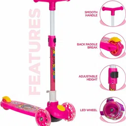 little creation Adjustable Height LED light scooter foldable with PU Wheelsand Brakes image 3