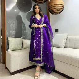 cartyshop Women Cotton Blend Kurta Palazzo Dupatta Set-picture-16