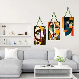 decor smart Wall Hanging Abstract Face Art Design | Modern Geometric Wall (DWA_96155) Pack of 3 image 4