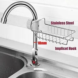 vraj creation Dish Drainer Kitchen Rack Soap DIsh Stainless Steel Sink Caddy Organizer,Tap Organiser Clip Storage Steel image 2