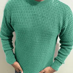 freaks Men Solid Round Neck Green Sweater image 2