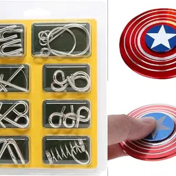 STAINLESS STEEL METAL WIRE PUZZLE & Captain America Metal Spinner Hand Spinner-image-13