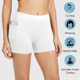 darshita fashion Pack of 3 Solid Women Black, White, Beige Cycling Shorts-picture-10