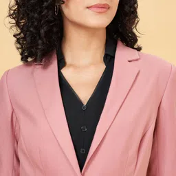 annabelle by pantaloons Women Solid Mandarin Formal Blazer image 5