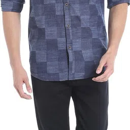 campus sutra Men Regular Fit Checkered Slim Collar Casual Shirt image 3