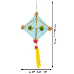 ecraftindia Maroon Assorted Multicolor Woollen Kite Hanging Decoration (Set of 8) image 2