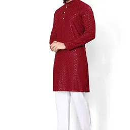 vividstyle Men Embroidered Viscose Rayon Straight Kurta-picture-12