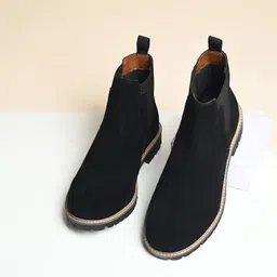 Louis Stitch High Ankle Suede Leather Black Chelsea Boots for Men Boots For Men image 2