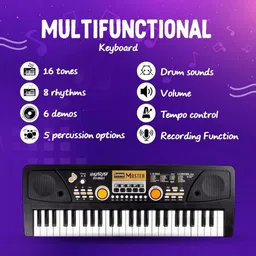 just97 49 Keys Musical Keyboard Piano with Mic for Kids Analog Portable Keyboard L21 image 2