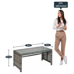 carry bird Bologna Wicker Table and Chair Set in Grey & White with Sofa image 3