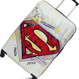 yayavar Large Check-in Suitcase (76 cm) 4 Wheels - SUPERMAN OFFICIAL MERCHANDISE TROLLEY WITH PREMIUM PRINTED SUPERMAN LOGO - White image 4