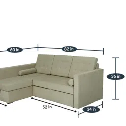 woodsworth from pepperfry Claven Fabric RHS Pull Out Sofa Cum Bed In Beige Colour With Storage image 2