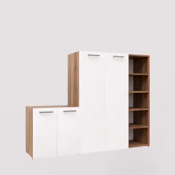 mintwud from pepperfry Louis 25- Pairs 4 Door Shoe Cabinet In Noce Lyon And White Colour image 4
