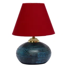 Maroon Shade Table Lamp With Terracotta Base By Foziq image 4