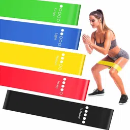 hbd sales Resistance Loop Exercise Belt, Heavy Workouts for Men & Women [Set of 5- 1 Piece] Fitness Band-picture-25