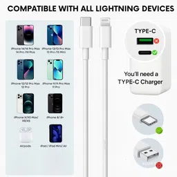 RoarX Lightning Cable 6 A 1 m Original quality 20 W PD Fast Charging USB C image 5