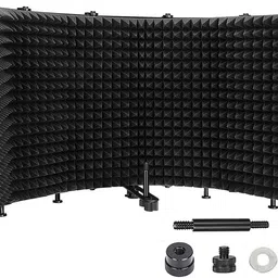 amg music Microphone Isolation Shield, 5Panels Sound Proof Mic Shield for Studio Recording Acoustic 5 Soundabsorbing Isolation Shield Panel High Density Foam Shield-picture-48