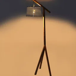 sapphire Venice White Iron Shade Tripod Floor Lamp With Wood Base image 4