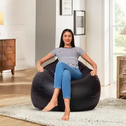 shop 24 care XL Faux Leather Bean Bag Cover Without Beans Bean Bag Chair With Bean Filling-picture-37