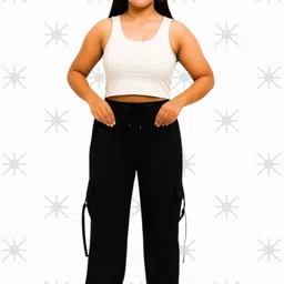 empracee Women Comfort Fit Black Cotton Blend Trousers-picture-15