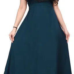 Women Maxi Dark Blue, Black Full Length Dress-image-30