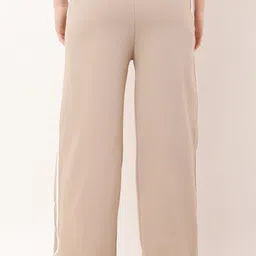 hr fashion Women Straight Fit Beige Cotton Blend Trousers image 3