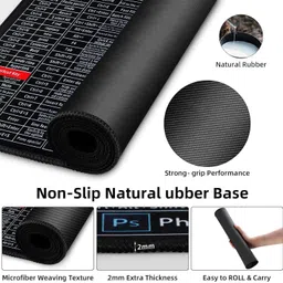 kaku Anti-Slip Keyboard Pad with Office Excel Shortcuts Key Patterns, 30 x 80 Cm Non Slip Base Mousepad image 4