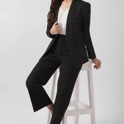van heusen Women Checkered Single Breasted Formal Blazer image 3
