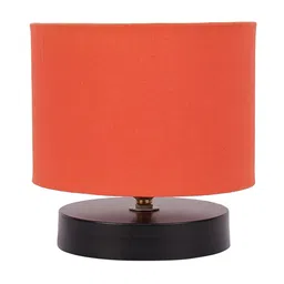 new era Drum Designer Orange Cotton Shade Table Lamp with Black Base image 5