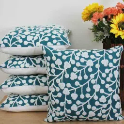 Green Woven Cotton 18 x 18 Inches Cushion Covers (Set of 5) by Jamio Firati-picture-32