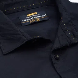 the indian garage co. Men Slim Fit Solid Spread Collar Casual Shirt image 2