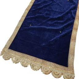 navti creations Velvet Embellished Dark Blue Men Dupatta image 5