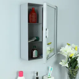 zahab Plastic Grey 4 Compartment Bathroom Cabinet With Mirror-picture-17