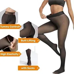 cabrrr Solid Women Black Tights image 3