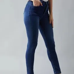 skyglory Women Slim High Rise Dark Blue Jeans image 3