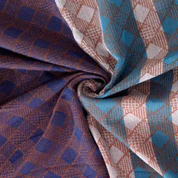 arrabi Blue Geometric 300 TC 100% Cotton Double Queen Bedsheet With 2 Pillow Covers image 3