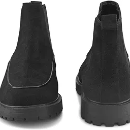 roadster Women Black Suede Mid Top Regular Casual Slip On Blockked Heeled Chelsea Boots Boots For Women image 5