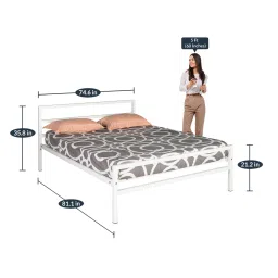 nilkamal sleep Striker Metal King Size Bed in White Finish image 3