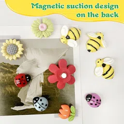 zorbes Cartoon Resin Flower Magnets Bee Set for Fridge Whiteboard Decor 10 Pack Fridge Magnet Pack of 10 image 3
