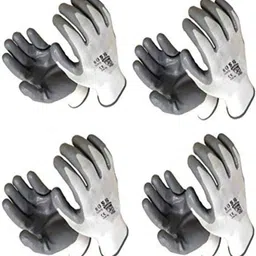 v n traders Nylon Industrial & Home Safety Cut Resistant Hand Gloves (White & Grey) 4 Pairs Gardening Shoulder Glove-picture-17
