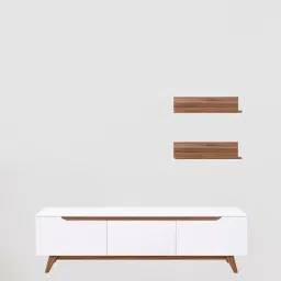 mintwud from pepperfry D3+D4 Tv Console In White And Noce Lyon Colour image 4