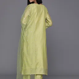 dishwa fashion Women Chanderi Kurta Pant Dupatta Set image 3